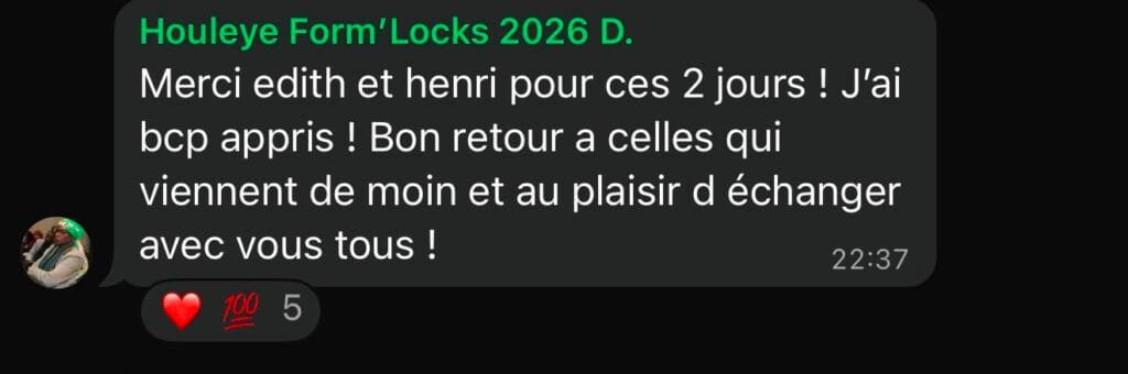 Avis formation Mimidith Locks